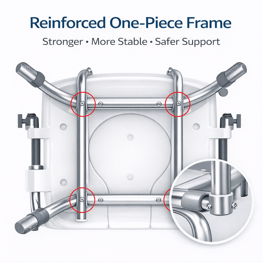 KASATODAY Adjustable Shower Chair with Flip-Up Armrests, Non-Slip EVA Padded Seat, Height Adjustable Aluminum Bath Chair for Bathroom Use